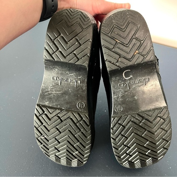 Dansko Professional Matte Black Leather Platform Slip On Clog Shoes Size 36 - Picture 13 of 16